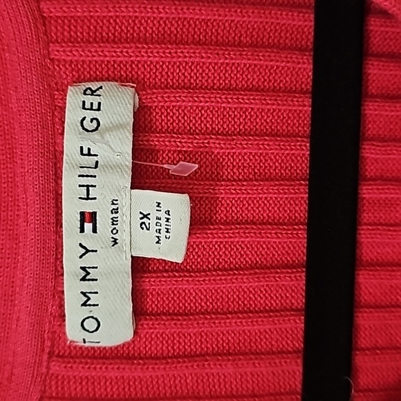 Plus size Tommy Hilfiger Women's Cotton Cable-Knit V-Neck Sweater 2X - Picture 3 of 6